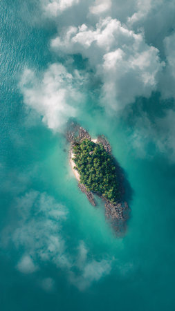 Aerial view of tropical island in Andaman sea, Thailand.の写真素材