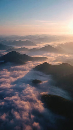 Fog and cloud in the morning at Phu Chi Fa, Thailandの写真素材