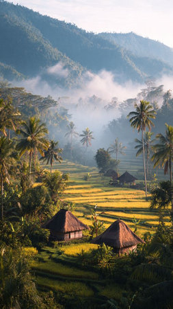 Rice terraces in Bali, Indonesia. Bali is one of the most beautiful rice terraces in the world.の写真素材