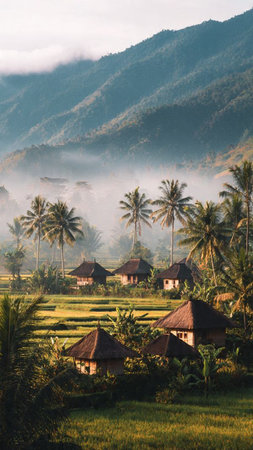 Tropical rice fields in Bali, Indonesia, Asia.の写真素材
