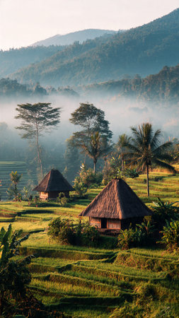 Rice terraces at Bali island, Indonesia. Bali is one of the most beautiful places in the world.の写真素材