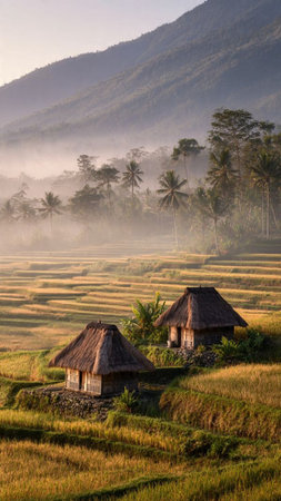 Rice paddies in Bali, Indonesia. Rice fields in Bali.の写真素材
