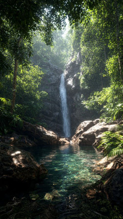 Waterfall in deep forest, Khao Sok National Park, Thailand
