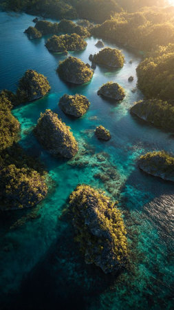 Aerial view of tropical island in Andaman sea, Thailand.の写真素材