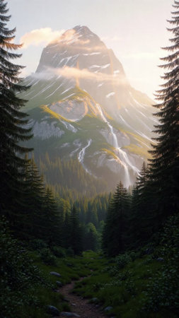 Mountain landscape in the Alpsの写真素材