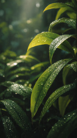 Morning dew on the leaves of a tea plant. Natural background.