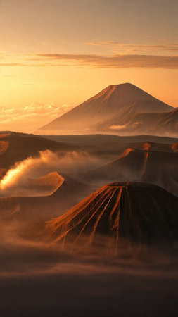 Mount Bromo volcano at sunrise, Java island, Indonesia, Asiaの写真素材