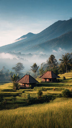 Terraced rice field in Bali, Indonesia, Asia.の写真素材