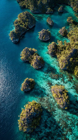 Aerial view of coral reef in Andaman sea, Thailand.の写真素材