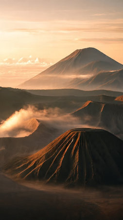 Mount Bromo volcano in Bromo Tengger Semeru National Park, East Java, Indonesiaの写真素材