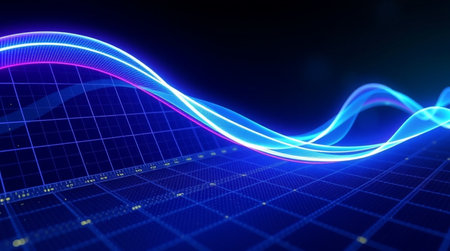 3D rendering of abstract technology background with blue glowing lines. Futuristic shape.の写真素材