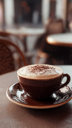 Coffee cup on the table in coffee shop, stock photoの写真素材