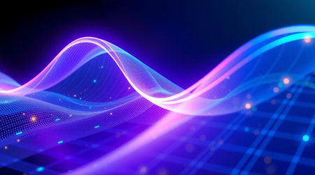 abstract blue and purple wave background, 3d render illustration.