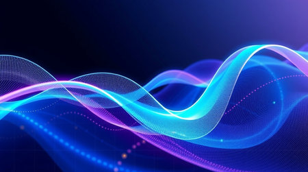 abstract blue background with smooth flowing lines, 3d render illustration