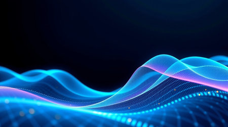 3d rendering of abstract digital background with glowing particles. Futuristic wave.