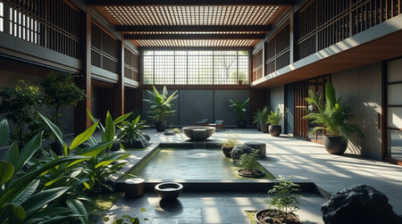 Interior of a Japanese-style villa. 3D renderingの写真素材