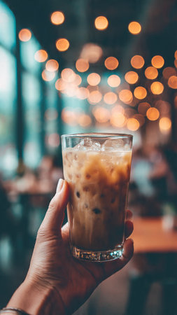 Iced coffee in coffee shop - vintage effect style pictures, selective focusの写真素材