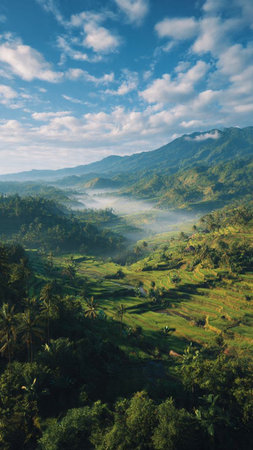 Landscape of rice terraces on Bali island, Indonesia.の写真素材
