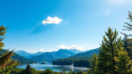 Beautiful view of the lake in the mountains. Beautiful landscape.の写真素材