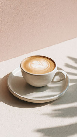 Coffee cup on the table in coffee shop, stock photoの写真素材