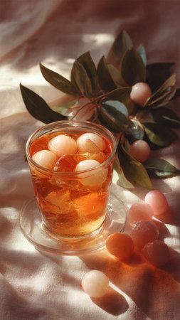 Fruit jelly candies in a glass cup on a light background