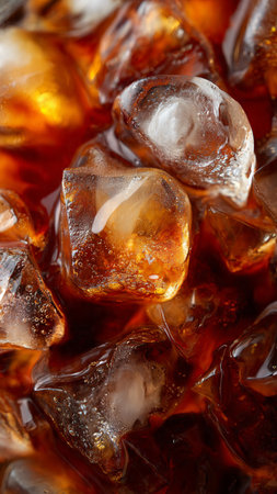 cola with ice cubes close up macro background high quality big size printの写真素材