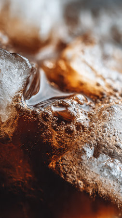 cola with ice cubes, close-up, shallow depth of fieldの写真素材
