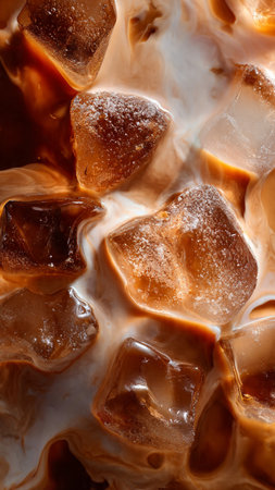 Coffee with ice cubes, close-up, macro.の写真素材