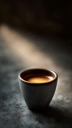 Coffee cup on dark background. Shallow depth of fieldの写真素材