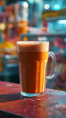 Iced coffee on the table in the cafe. Selective focus.の写真素材