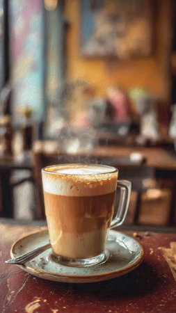 Coffee cup on the table in coffee shop, stock photoの写真素材