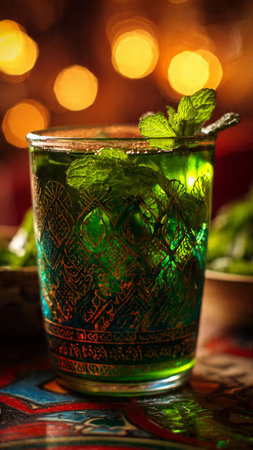 Mojito cocktail with mint and rum. Selective focus.の写真素材