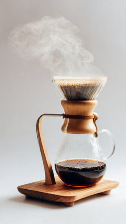 Coffee brewing on a white backgroundの写真素材