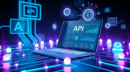 API - Application Programming Interface. Software development concept. 3d renderingの写真素材