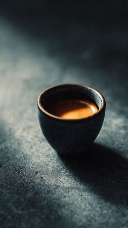 Cup of coffee on a black background. Shallow depth of fieldの写真素材