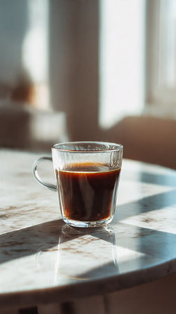 Coffee cup on the table in coffee shop, stock photoの写真素材