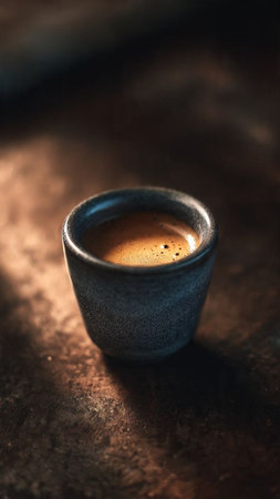 Coffee cup on a dark background. Shallow depth of fieldの写真素材