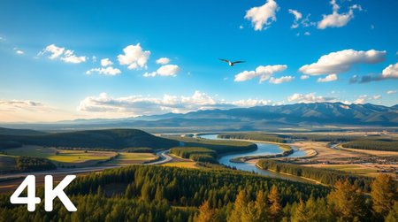 4K Ultra High definition Landscape with the river and mountains.の写真素材