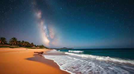 Milky Way over the beach in Sri Lanka. Long exposure.の写真素材