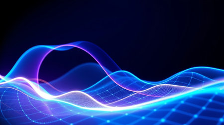 3D illustration of abstract technology digital background. 3D rendering of wave of particles
