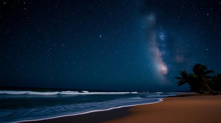 Milky Way over the beach at Bali island, Indonesia.の写真素材