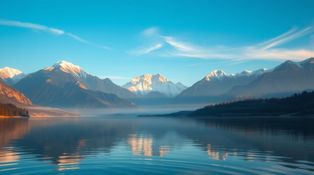 Mountains reflected in the lake at sunrise. Landscape. New Zealand.の写真素材