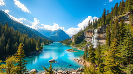 Panoramic view of turquoise lake in Yoho National Park
