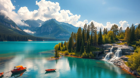 Panoramic view of Lake Louise in Banff National Park, Alberta, Canada