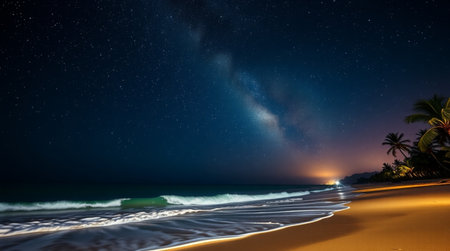 Starry sky on the beach.の写真素材