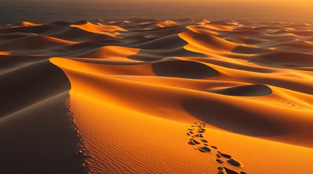 Sand dunes in the Sahara desert. Morocco. Africa. Sunset.の写真素材