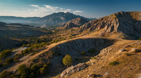 Panoramic view of the mountains in Crimea. Ukraine, Europeの写真素材