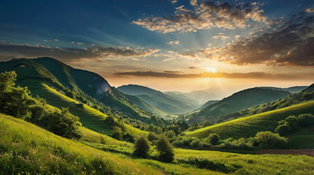 Sunset in the Tuscany, Italy. Summer landscape.