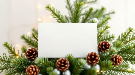 Christmas greeting card mockup with copy space. Christmas greeting card mockup.の写真素材