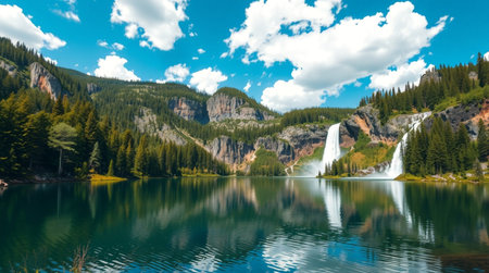 Yosemite National Park, California, United States. The Yosemite Falls is one of the most beautiful waterfalls in the world.の写真素材